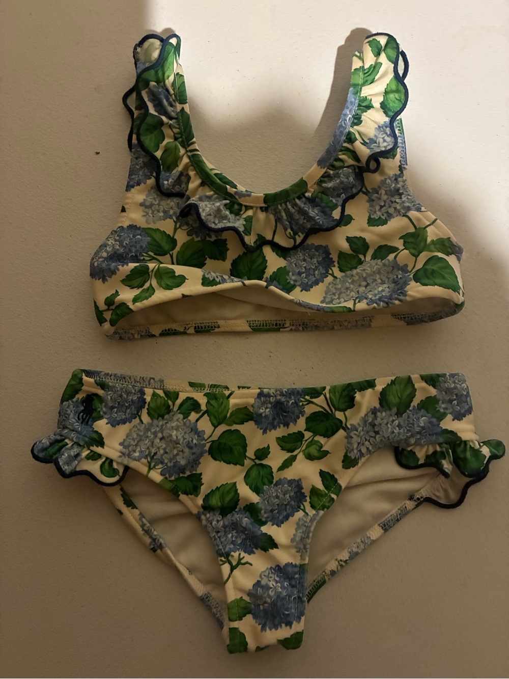 Polo Ralph Lauren Cream Floral Ruffle Two-Piece Swim Set Never worn